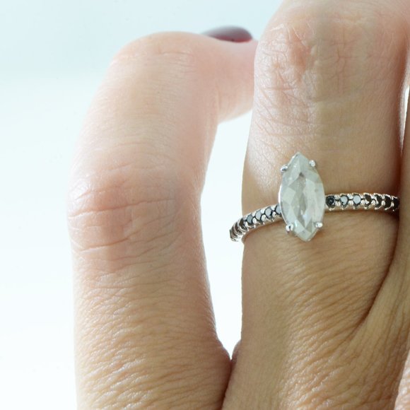 Marquise Diamond Engagement Ring 14K White Gold Fancy Gray 1.28 TCW - Picture 3 of 6